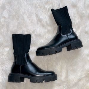 Zara half knit half leather boots